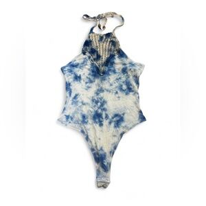 Intimately Free People Blue & White Bodysuit Size XS